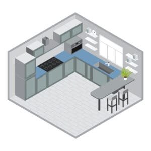 Mystique mapple Isometric Kitchen Design